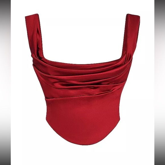 House of CB 'Una' Ruby Lace-Back Corset Satin Top Small - Picture 4 of 15